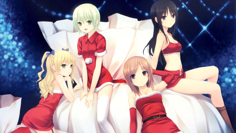 Four girls in red outfits