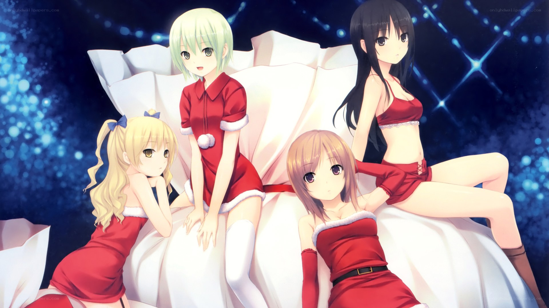 Four girls in red outfits