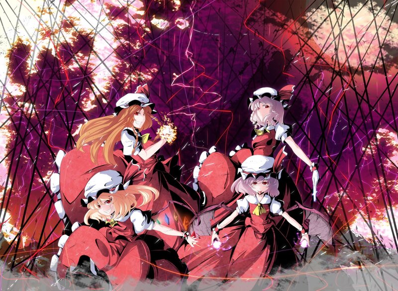 Four girls in red uniforms