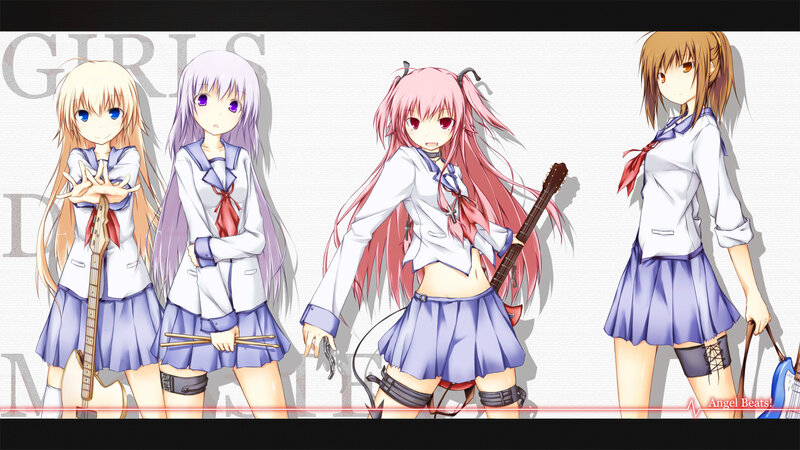 Four girls in school uniforms