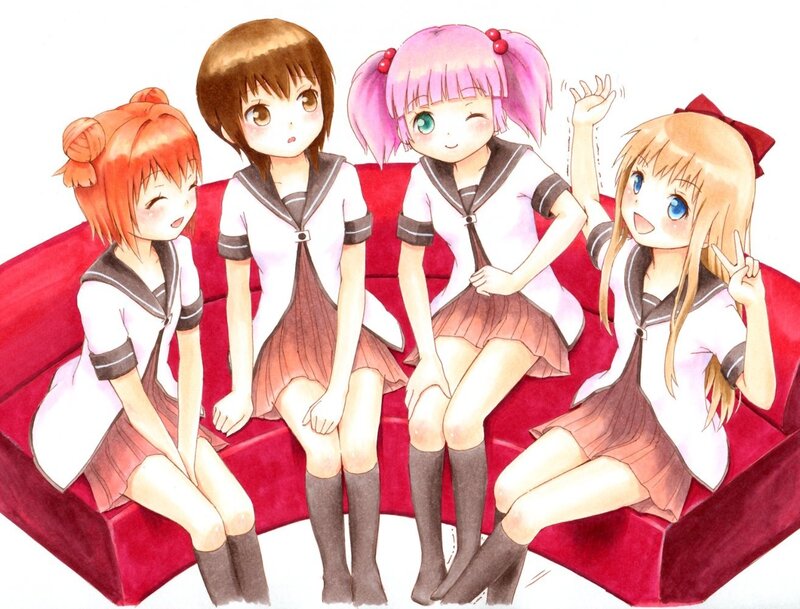 Four girls in school uniforms