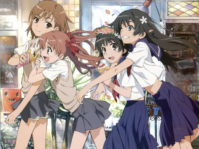 Four girls in school uniforms