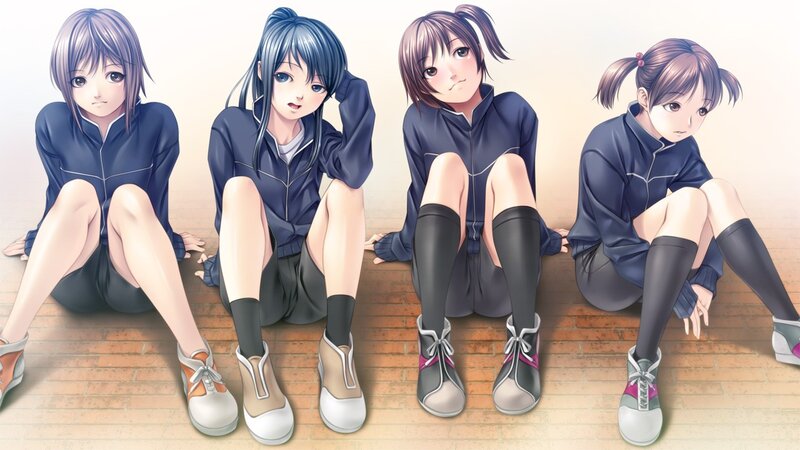 four girls in school uniforms