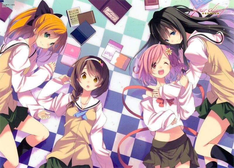 Four girls in school uniforms