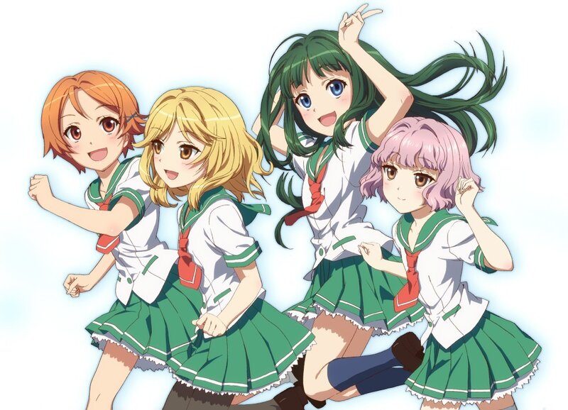 four girls in school uniforms