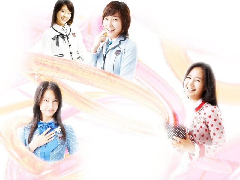 four girls in school uniforms