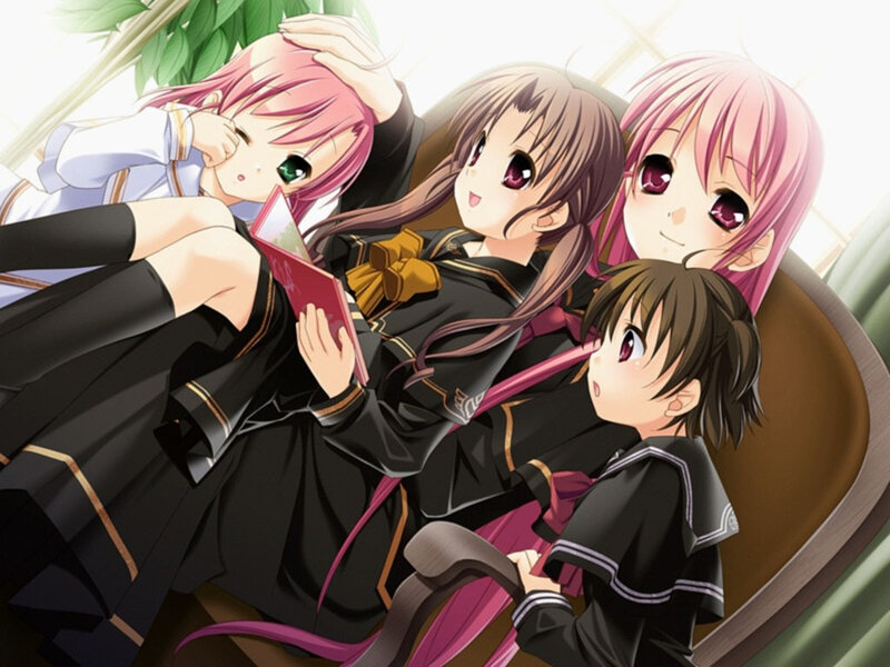 Four Girls in School Uniforms — Black