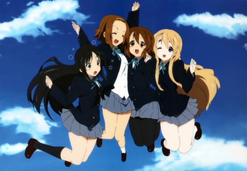 Four Girls in School Uniforms — Blue, Joyful