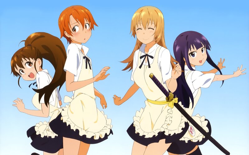 Four Girls in School Uniforms — Blue