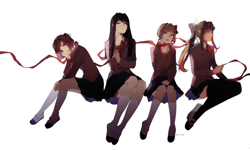 Four Girls in School Uniforms — Brown, Calm