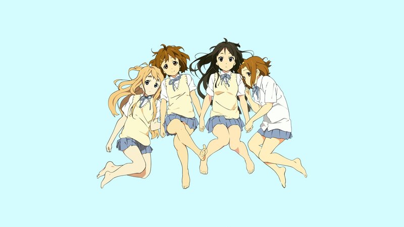 Four Girls in School Uniforms — Light Blue
