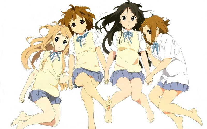 Four Girls in School Uniforms — White, Playful