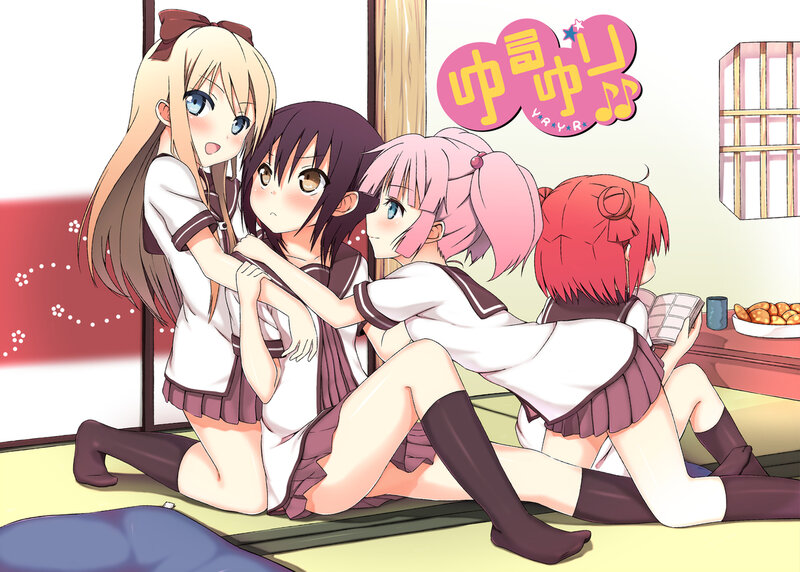 Four Girls in School Uniforms — White