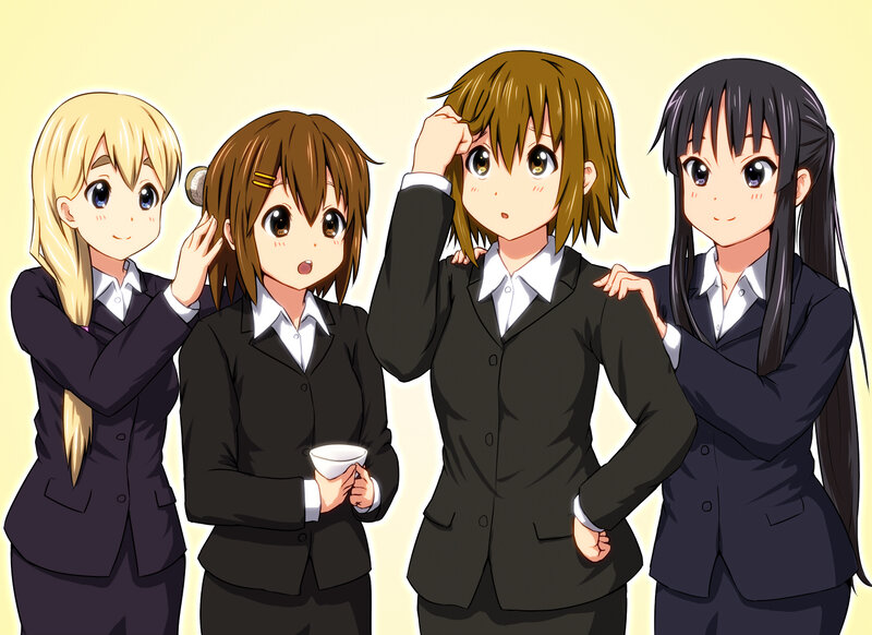 Four Girls in School Uniforms — Yellow