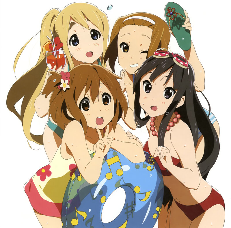 Four Girls in Swimsuits — Blue, Happy
