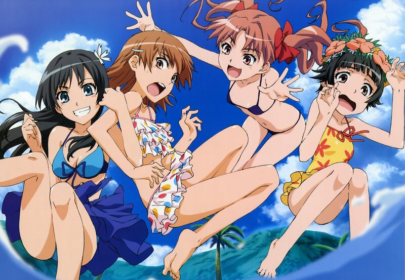 Four Girls in Swimsuits — Blue, Joyful