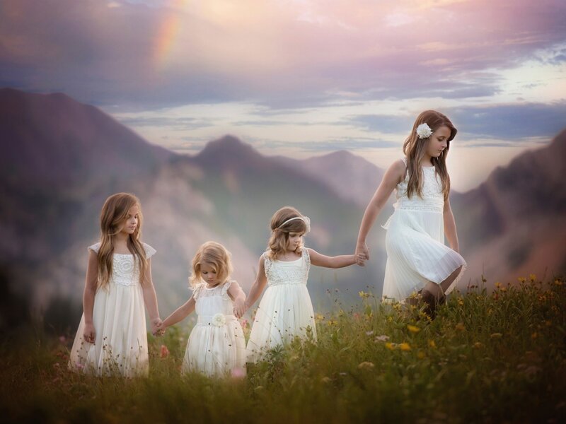 Four Girls in White Dresses