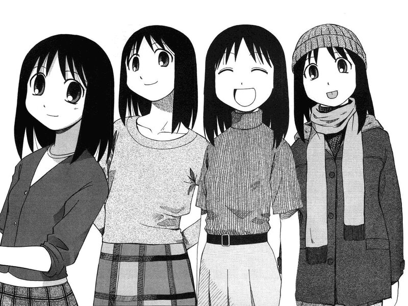 four girls in winter clothes