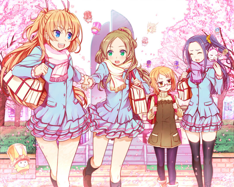 Four Girls in Winter Coats — Pink