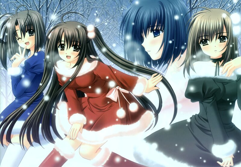 Four girls in winter outfits