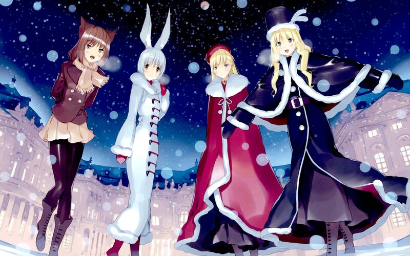 Four Girls in Winter Outfits — Blue