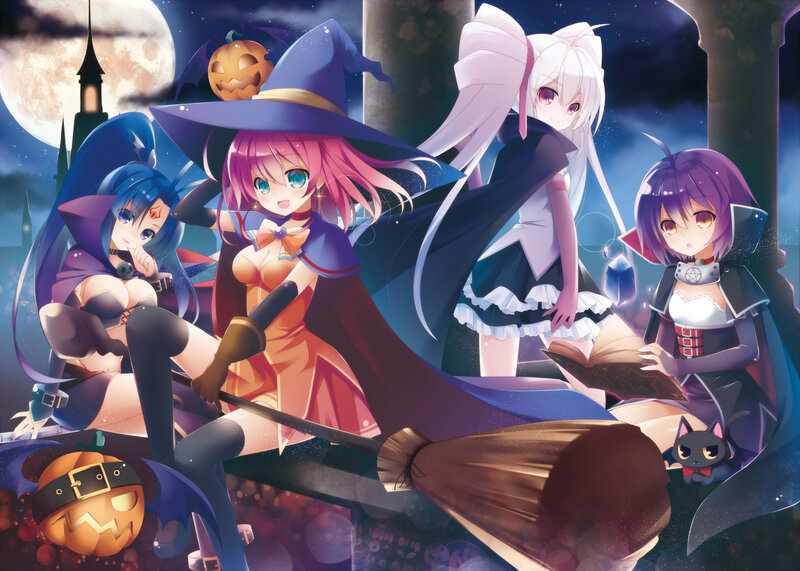 Four Girls in Witch Costumes
