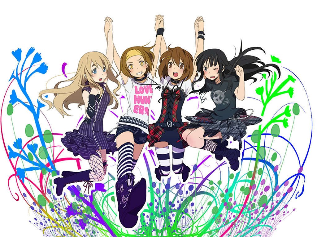 Four girls jumping in joy