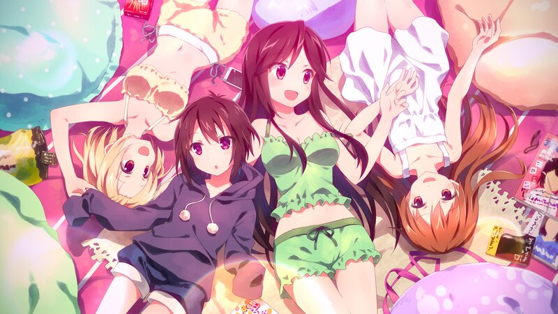 Four Girls Lying Down — Pink, Relaxed