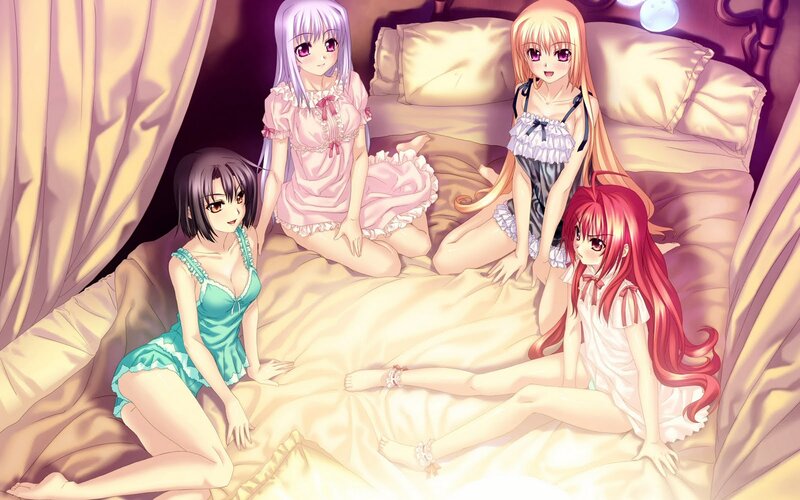 Four Girls on a Bed — Pink, Calm