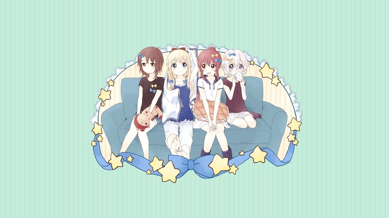 Four Girls on a Couch — Light Green