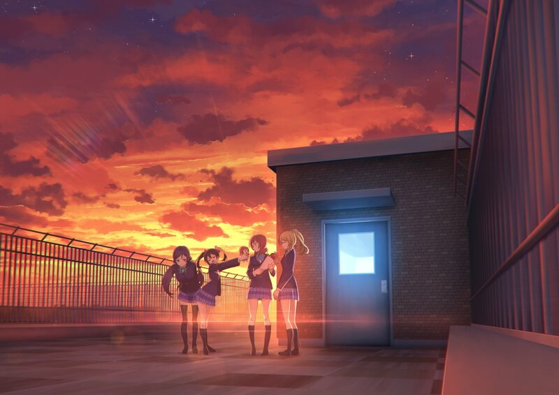 Four Girls on Rooftop — Orange