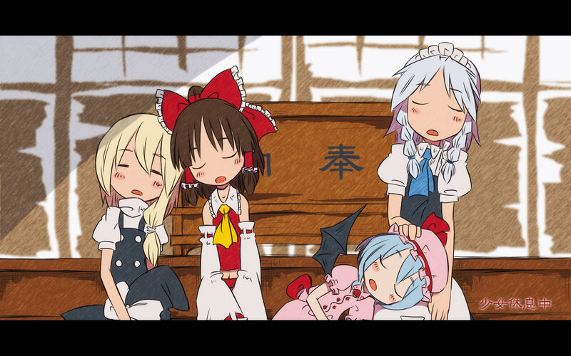 Four girls resting in a room