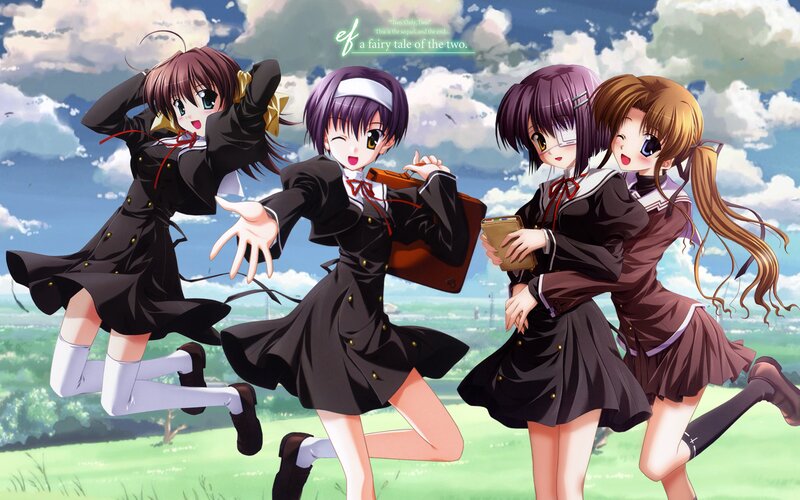 Four Girls Running — Blue, Playful