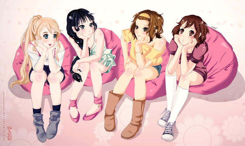 Four Girls Sitting on Bean Bags
