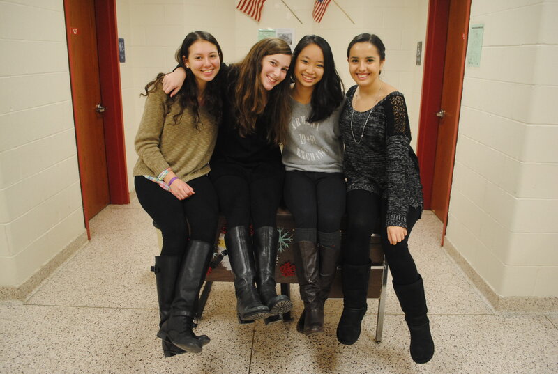 Four Girls Sitting on Bench