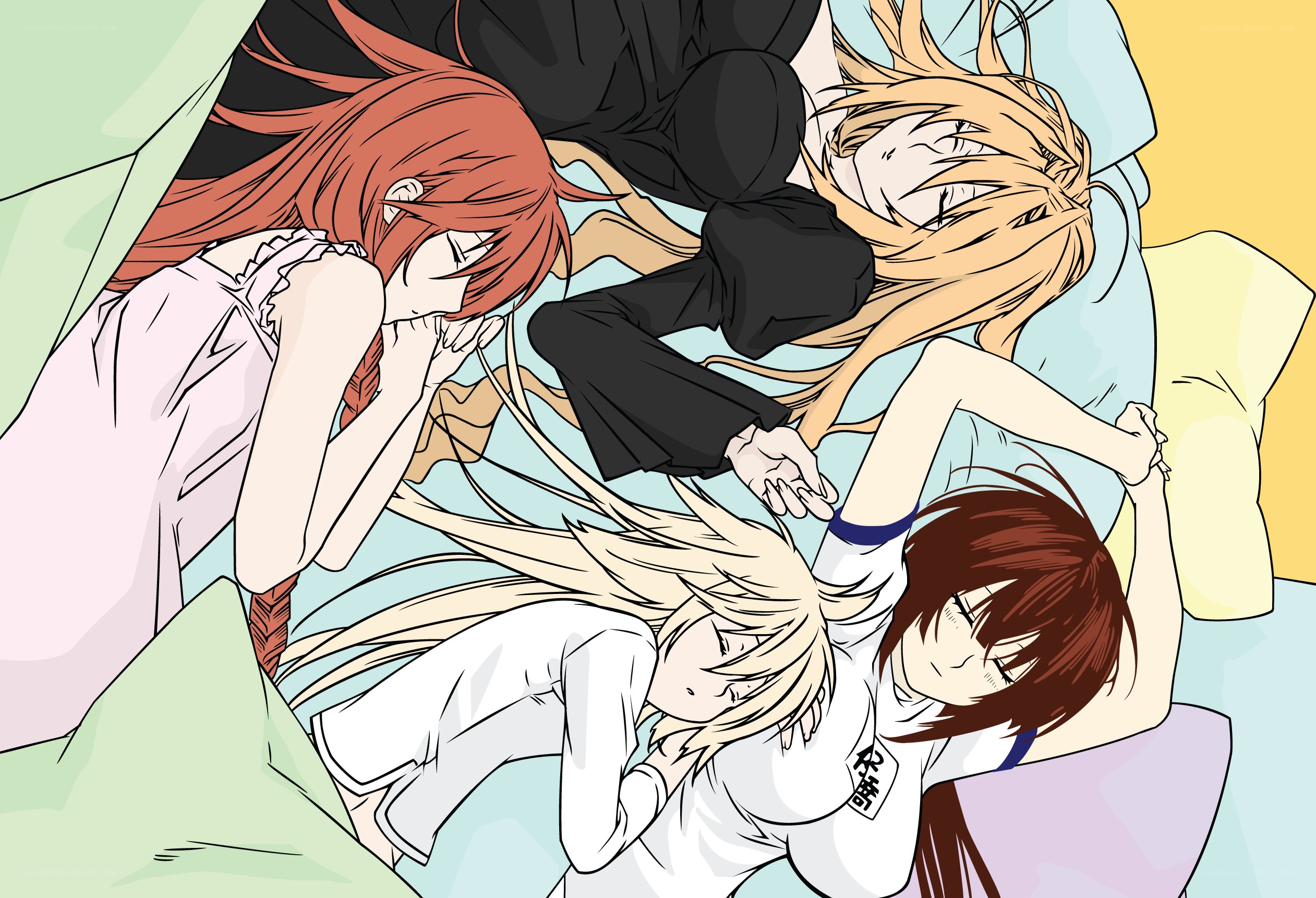 Four girls sleeping together