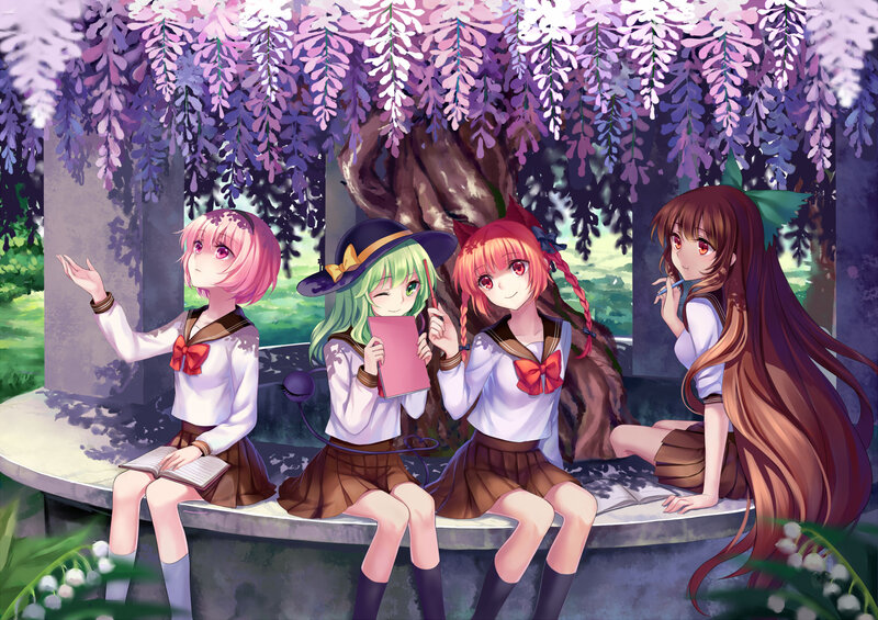 Four Girls under Wisteria