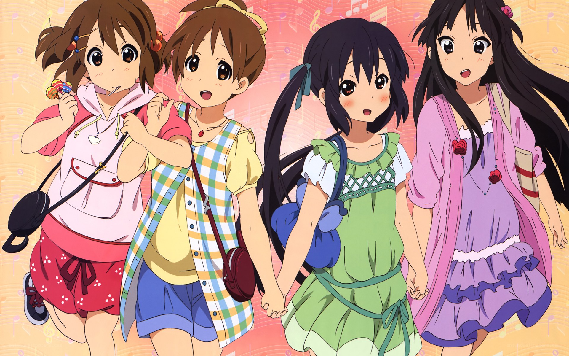 four girls walking together