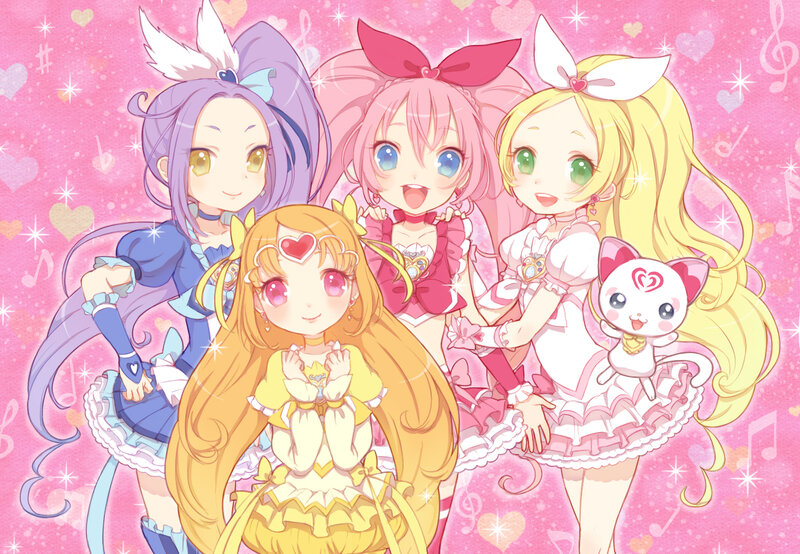Four Girls with a Cat — Pink