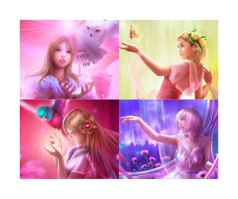 Four Girls with Animals