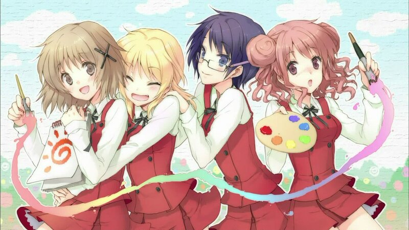 four girls with art supplies