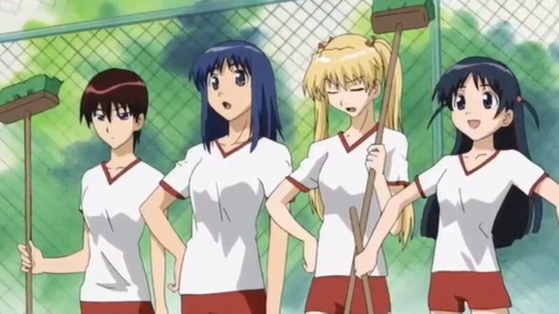 Four Girls with Brooms