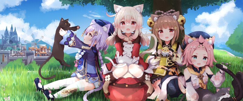 Four Girls with Cat Ears