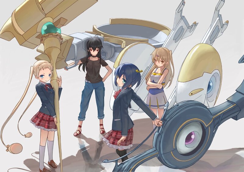 Four Girls with Mechs