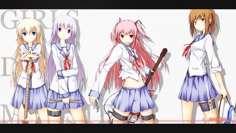 four girls with musical instruments