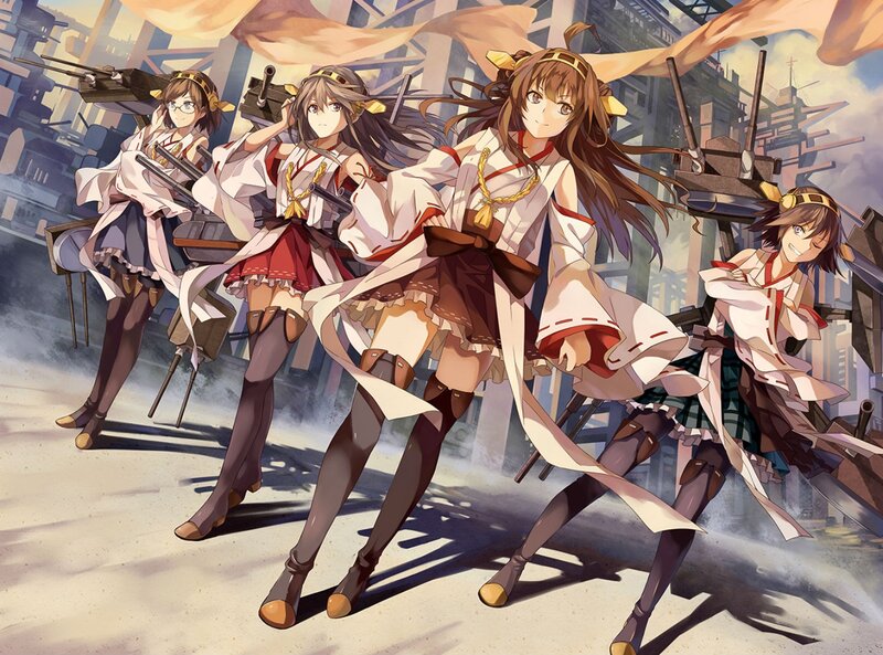 Four Girls with Naval Guns