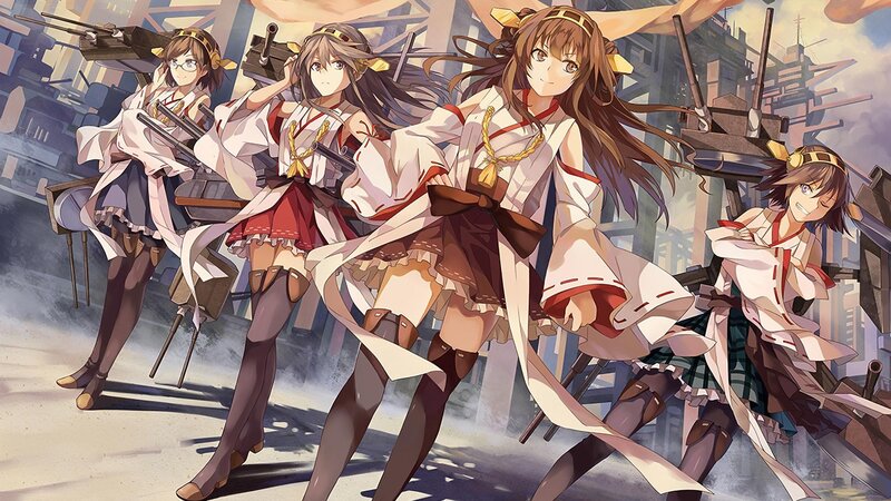 Four Girls with Naval Guns — White