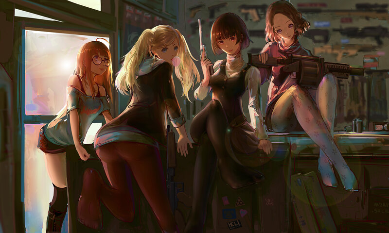 Four Girls with Weapons — Brown