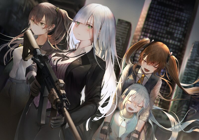 Four Girls with Weapons — White, Dramatic