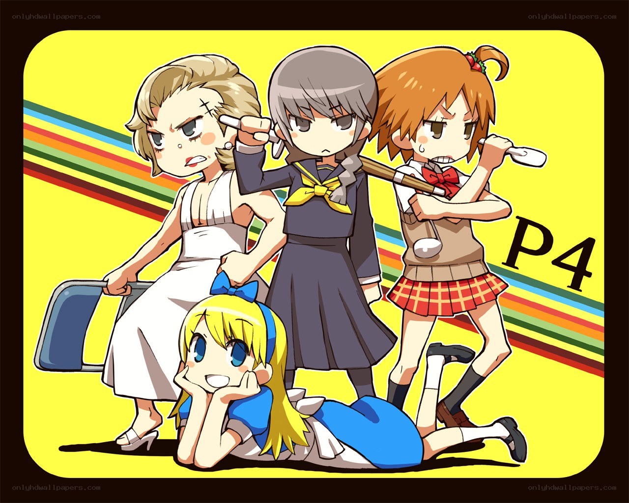 Four girls with weapons